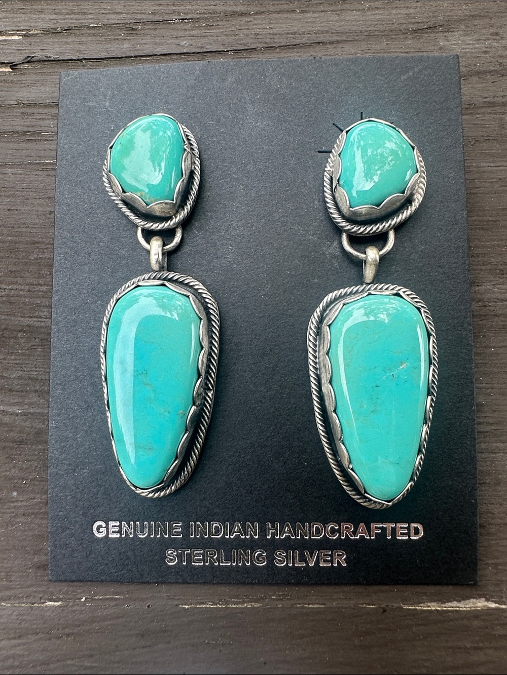 Navajo Aaron Robertson Campitos Turquoise & Sterling Silver Earrings